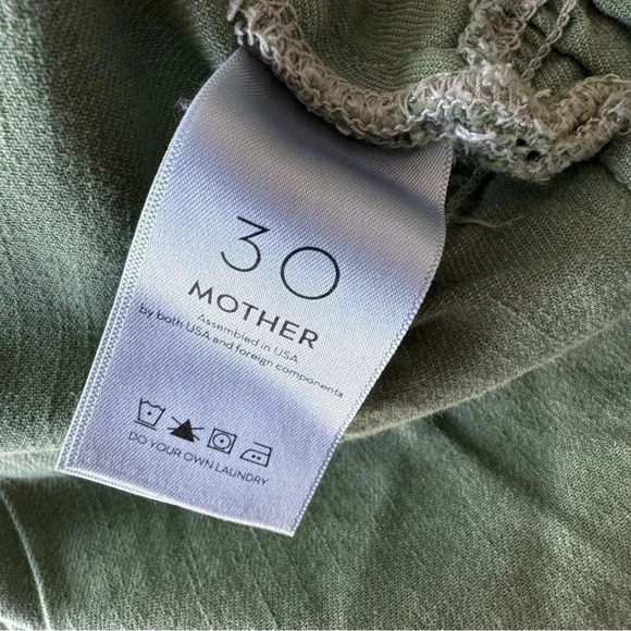 Mother The Ruffle Mini Skirt Size 30 Loden Frost Green Denim Tiered Side Zip - Picture 6 of 11